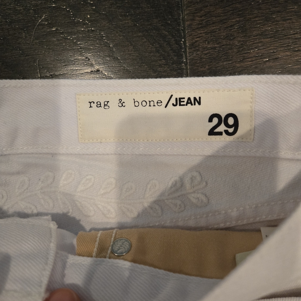 rag & bone White Embroidered Justine Jean Shorts - Distressed Denim - SZ 29 - Picture 6 of 12